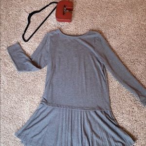 LOFT gray dress with pleated skirt attached
